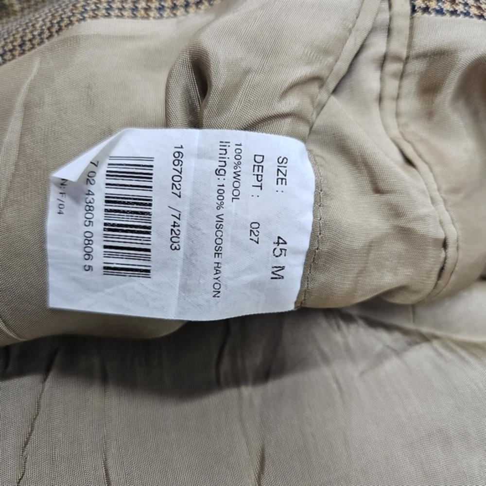 Brooks Brothers Suit Jacket Men's Size 45 M Brown Houndstooth 346 Wool Blazer. - Picture 5 of 10